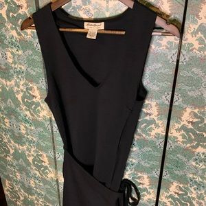 Eddie Bauer Black, Sleeveless, V Neck, Wrap Dress